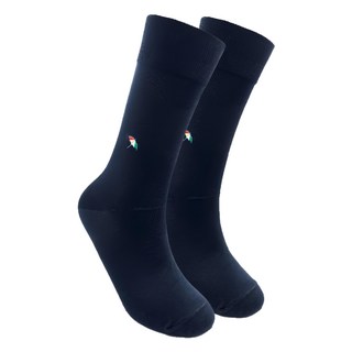 Arnold Palmer 雨傘牌 男款 絲光刺繡微加束紳士襪 彈性襪口 排汗 絲光棉 親膚, 丈青色, 單一尺寸(25~27cm)