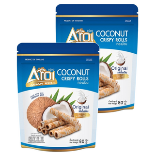 AROI 椰子脆捲 原味, 2包, 80g
