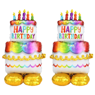 3D站立氣球 87cm x 59cm, 生日蛋糕 多色, 2個