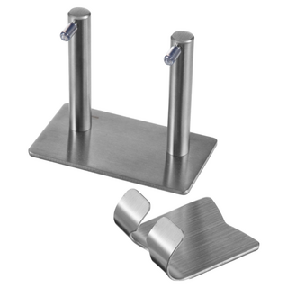 comet 黏貼式不鏽鋼吹風機架+電線掛鉤 附3M貼紙, 單一顏色, 1組