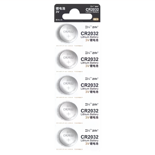 ZMIFI 紫米 CR2032 3V 鈕扣型鋰電池 直徑20mm 高度3.2mm 安全環保 不含鉛汞鎘, 5顆, 1組