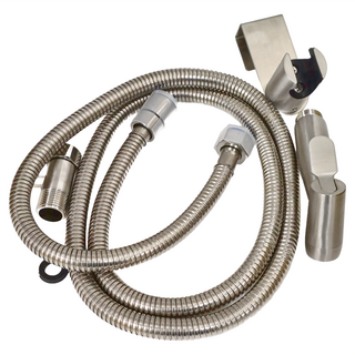 LEADER 麗達 多用途不繡鋼強力清潔沖洗全配組 ND104-15 沖洗器 + 沖洗器軟管1.5m + 三通 + 馬桶掛座 4分 490g, 1組