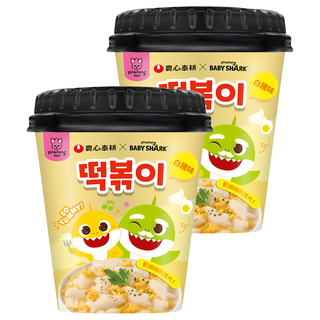TAEKYUNG 泰耕 Baby Shark 炒年糕杯 白醬味 方便即食 可愛造型 濃郁白醬, 2個, 111g