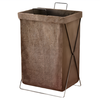 小麥購物 摺疊洗衣籃 附金屬架, 咖啡棕
