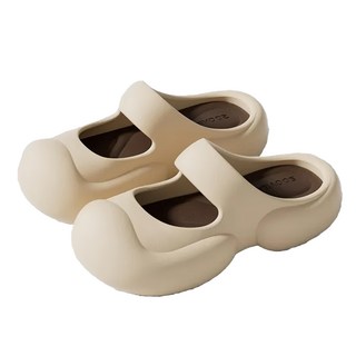 SOOYiLE 善艺 奶油泡芙增高厚底柔軟防滑涼拖鞋, EVA材質, 36-37/38-39/40-41尺碼, 杏色