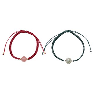 RADIANT STAR 璀璨之星 天然石 串起每一刻 綠幽靈草莓晶情侶可調編織手環2件套 ATS667