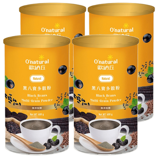 O'natural 歐納丘 黑八寶多穀粉 無添加糖 全素可食 原豆研磨 香醇濃郁, 600g, 4罐