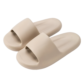 超厚造型 踩屎感EVA軟底拖鞋 防滑耐磨 杏色, 37~38