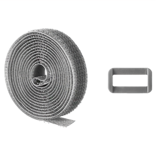 FaSoLa 多功能加寬版魔術線材整理線帶 附線扣 灰色 2x200cm 尼龍材質, 2組