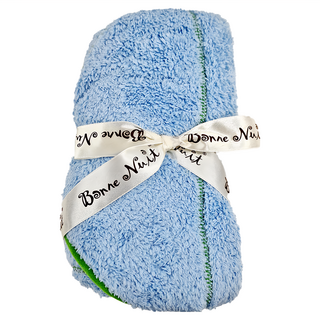 Bonne Nuit 洞洞澎澎巾 15% Nylon 85% Polyester 寬106cm 高103cm, 淺藍 + 綠邊, 1條