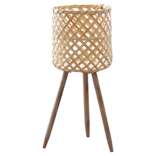 好物良品 日本手工藤編高架落地式植栽花籃/置物籃, 1個, 淺褐色