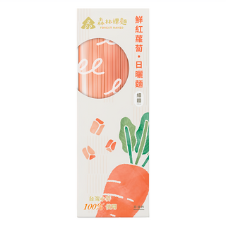 森林麵食 森林裸麵 鮮紅蘿蔔口味, 成分天然單純 Q彈麵條 耐煮不易爛 4入獨立包裝, 400g, 1盒