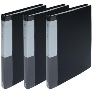 ECO Chungwoon PP彩色半透明資料夾 A4 20頁 黑色 3入組, 1組