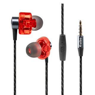 aibo 雙動圈驅動入耳式線控耳機麥克風 7mm驅動, LY-MIC-EP12, 紅色