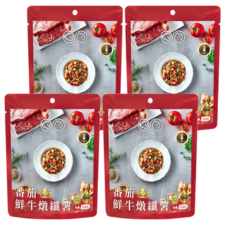 GOMO PET FOOD 鮮食餐包 貓犬專用 番茄鮮牛燉纖薯, 150g, 4包