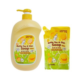 PiYOPiYO黃色小鴨 植物性甜橘奶瓶清潔劑 Set 1000ml + 800ml 補充裝, 1組