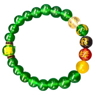 財神小舖 財神護佑五行補運手鍊 (木) 五姓財神珠約8mm 水晶珠約8mm 手圍長度14-18cm, 直徑8mm