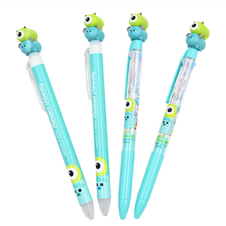 hM PLUS Disney 迪士尼 造型原子筆套組 怪獸電力公司, 大眼仔&毛怪款 藍色 + 綠色, 4支