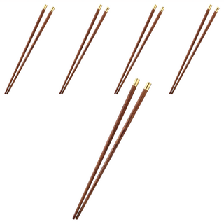 SHCJ 生活采家 家用雞翅木黃銅福字圓筷組, 58012, 19g 25cm, 5雙