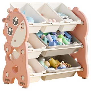 lilikoko 哩哩摳摳 萌鹿鐵桿收納架 組合2, 3層, 千禧粉