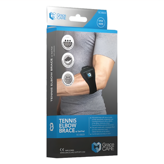 Grace CARE 網球肘護具 含凝膠墊 台灣製造, 黑色, 1個