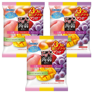 ORIHIRO 蒟蒻綜合果凍, 白桃蘋果葡萄口味, 480g, 3袋
