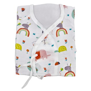 OhBabyLying 包手款 嬰兒服 蝴蝶紗布衣 彩虹動物 FREE SIZE 100%棉