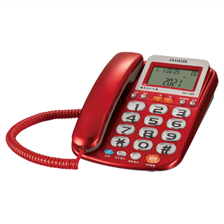 aiwa 愛華 有線電話 紅色 ALT-891 長輩適用、大字體按鍵、助聽功能