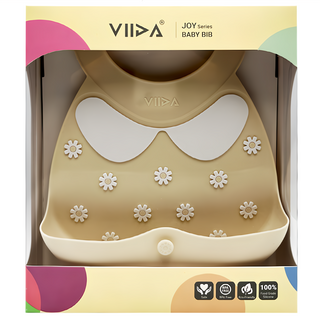 VIIDA Joy 便攜式矽膠圍兜, 麥芽牛奶, 1件, 1個