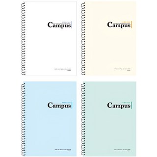 misoro Campus 字樣 A4筆記本 4本, 白色 + 淺黃色 + 藍色 + 薄荷綠色, 1組