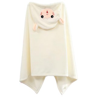 珊瑚絨連帽浴巾，兒童/成人，柔軟舒適，吸水性強, 米白羊駝, 1個