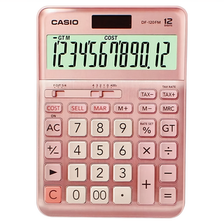 CASIO 卡西歐 12位數雙電源稅率商用計算機, DF-120-PK, 1個