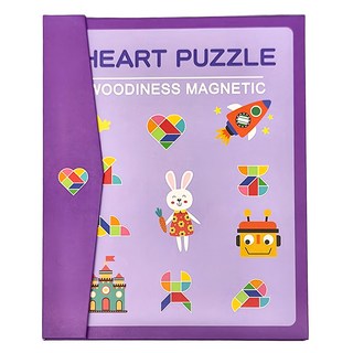 朵趣 木製磁性益智七巧板 書本磁吸好收納, 多色, 1人, 1組