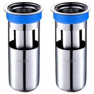 不銹鋼防臭地漏，附矽膠圈、過濾網, 直徑3.8~5.5 x 3 x 10.5cm, 2組