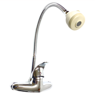 廚房壁式萬向龍頭組 台灣製造 日本陶瓷芯 全銅本體 出水管與氣泡頭長50公分, 1組