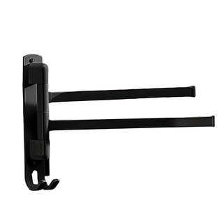 妃妃嚴選 旋轉毛巾架 雙桿, 黑色, 1個, 21.7 x 2 x 31.5cm