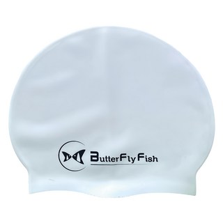 ButterFly Fish 蝴蝶魚 矽膠泳帽 低水阻 高彈性 SC2501 適用頭圍50~62cm 白色, 均碼(23.3 x 20.5cm), 1個