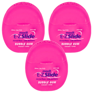 maxill 美適 E-Z Slide 微蠟潔牙線 泡泡糖口味, 50m, 1個, 3個