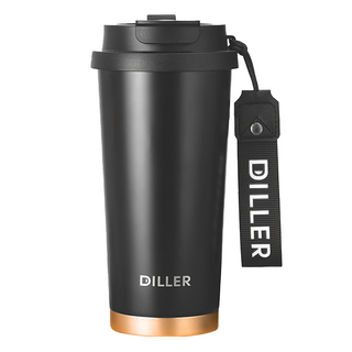 Well Life 悅生活 Diller 美式大開口316不鏽鋼金豔吸管保溫杯 520ml, 黑色, 1個