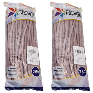 风车气球 260長條氣球 复古260 多種可愛造型 未灌氣約29cm 橡膠/乳膠材質, 暮光粉色, 2包