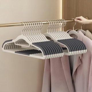 ABS衣架 ABS+橡膠+不鏽鋼材質 42x21x0.6cm, 白色, 1組