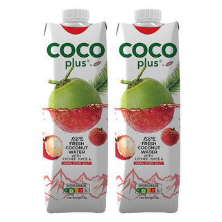 Cocoplus 椰子水 荔枝&喜瑪拉雅粉紅鹽味, 1L, 2瓶