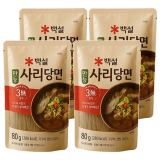 CJ BEKSUL 白雪 韓式冬粉 Q彈滑順 輕鬆烹煮 多樣料理搭配, 4包, 80g