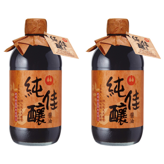 萬家香 純佳釀醬油, 100%純釀造, 不使用非基因改造黃豆, 不添加防腐劑, 450ml, 2瓶