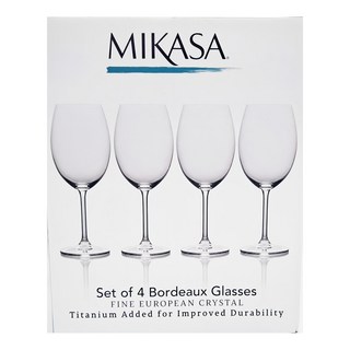 MIKASA 波爾多紅酒杯4入 (635ml), 高級歐洲水晶, 鈦添加更耐用, 1盒