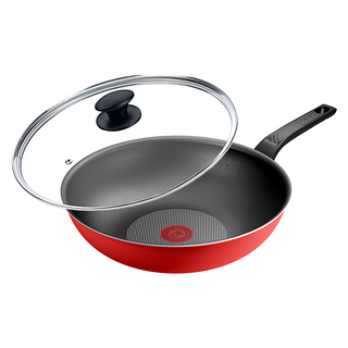 Tefal 特福 燦紅系列 不沾小炒鍋 附玻璃鍋蓋, 28cm, 1組