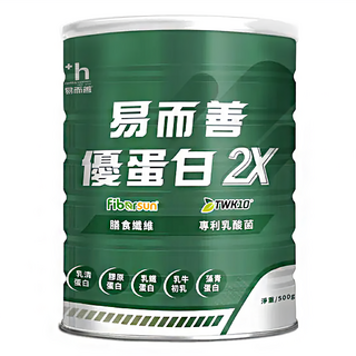 易而善 優蛋白2X 5種優蛋白 Fibersun 膳食纖維 TWK10 專利乳酸菌, 500g, 1罐