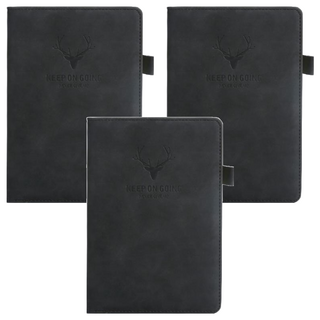 德利生活 A5羊巴皮筆記本, 加厚, 80克道林紙, 360頁, 黑色, 3本