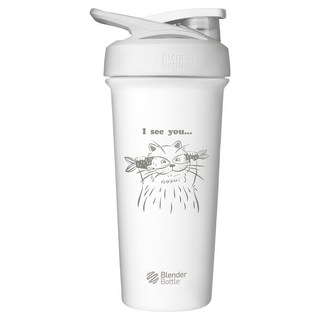 Blender Bottle strada sleek 不鏽鋼杯 25oz, 我喵 ㄇㄟˊ 看見 白色, 1個, 740ml