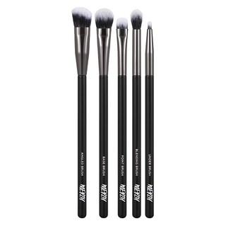 MERZY 彩妝刷具5件組 柔軟刷毛 輕巧便攜, 黑色, 1組